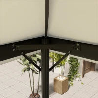 Copertura per Gazebo da Giardino 3x4 m a 2 Livelli in Tessuto Oxford 600D con Fori di Drenaggio, Bianco Crema