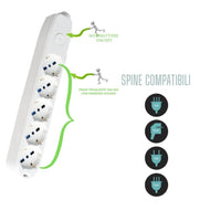 Multipresa 5 uscite universali spina 16a cavo 1,5 metri protezione bambino *** colore bianco, confezione 1