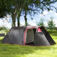 Tenda da Campeggio 2-4 Posti con Vestibolo e Porte con Cerniera, 426x206x154cm Grigio