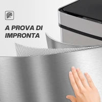 Pattumiera 72L a 3 Scomparti con Sensore Infrarossi e Apertura Automatica, in Acciaio e ABS, 42x30x81 cm