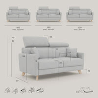 Francy Divano letto matrimoniale con poggiatesta regolabili in tessuto impermeabile e smacchiabile T17 160 cm (mat. 120x197) antracite