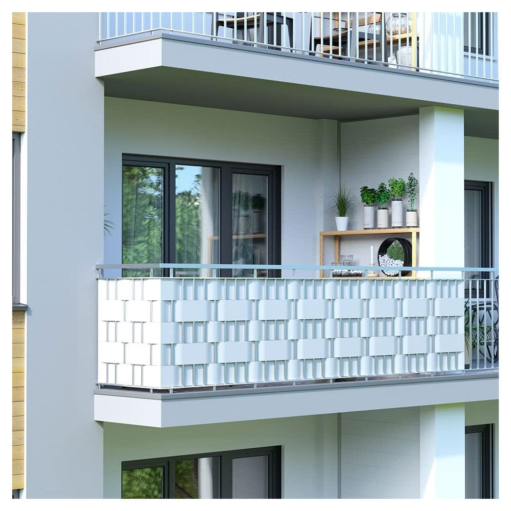 Trade Shop - Frangivista Rotolo Bianco Pvc Per Balconi Ringhiere Recinzioni Protezione 19cmx35mt 54561 -        