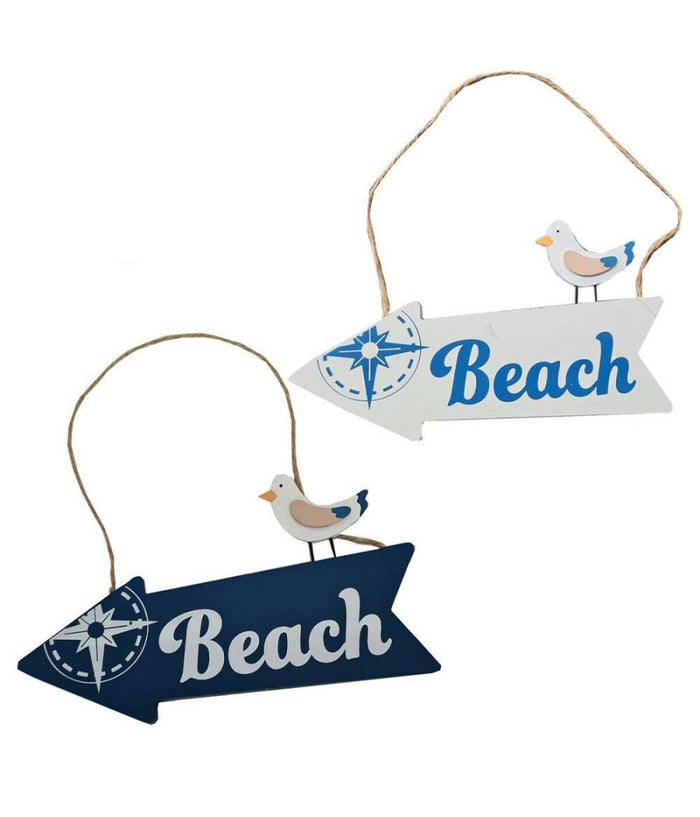 Freccia Indicazione In Legno Beach Spiaggia Marino Da Muro Parete Oggettistica         