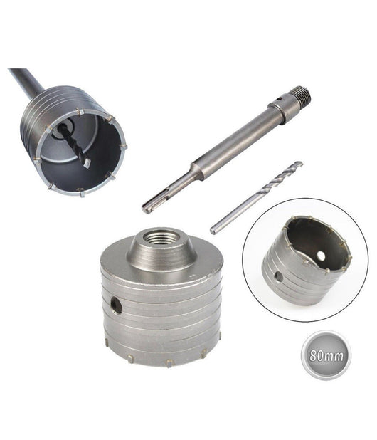 Fresa A Tazza 80mm Carotatrice Con Asta Sds Plus 90mm Calcestruzzo Cemento         