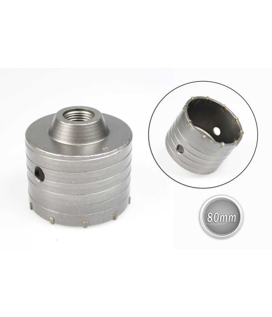 Fresa A Tazza 80mm Carotatrice Con Asta Sds Plus 90mm Calcestruzzo Cemento         