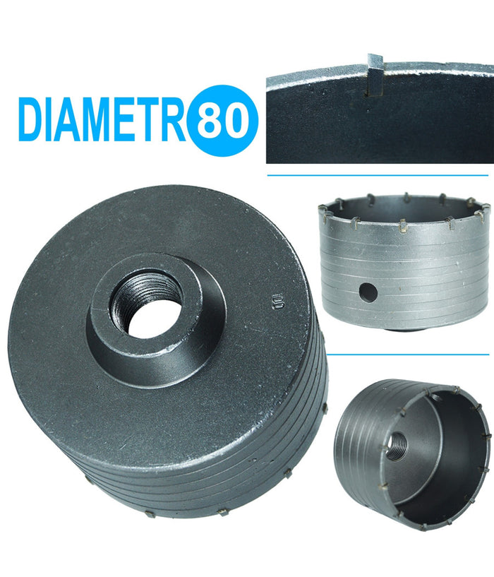 Fresa Carotatrice A Tazza 80 Mm Per Muro Frese Pietra Calcestruzzo Cemento         