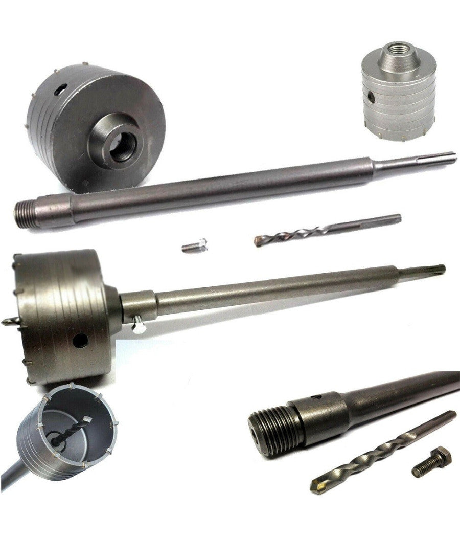 Fresa Carotatrice A Tazza Per Muro Da 30mm A 130mm + Asta Da 65 Cm Sds Plus        40 Mm 