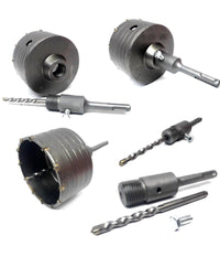 Fresa Carotatrice A Tazza Per Muro Da 30mm A 130mm + Asta Da 11 Cm Sds Plus         