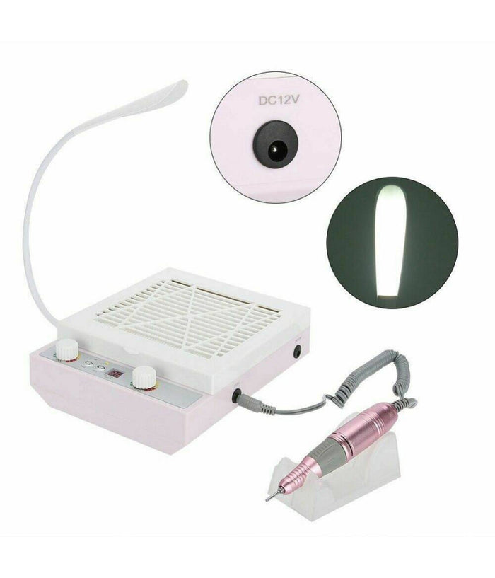 Fresa Per Unghie Aspiratore Professionale Lampada Led Kit 3 In 1 Nail Manicure         