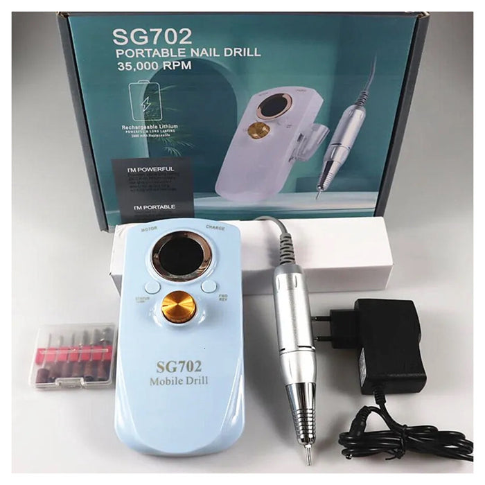 Trade Shop - Fresa Per Unghie Portatile Ricaricabile 35000 Rpm Strumenti Nail Art Manicure Set Punte         