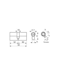Cilindro europeo Federal S - 30X60mm  nichel, anti-sfilamento, anti-perforazione, 5 chiavi reversibili - THIRARD