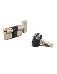 Cilindro europeo Federal 2 - 30BX30mm a pomolo nichel, anti-sfilamento, anti-perforazione, 5 chiavi reversibili - THIRARD