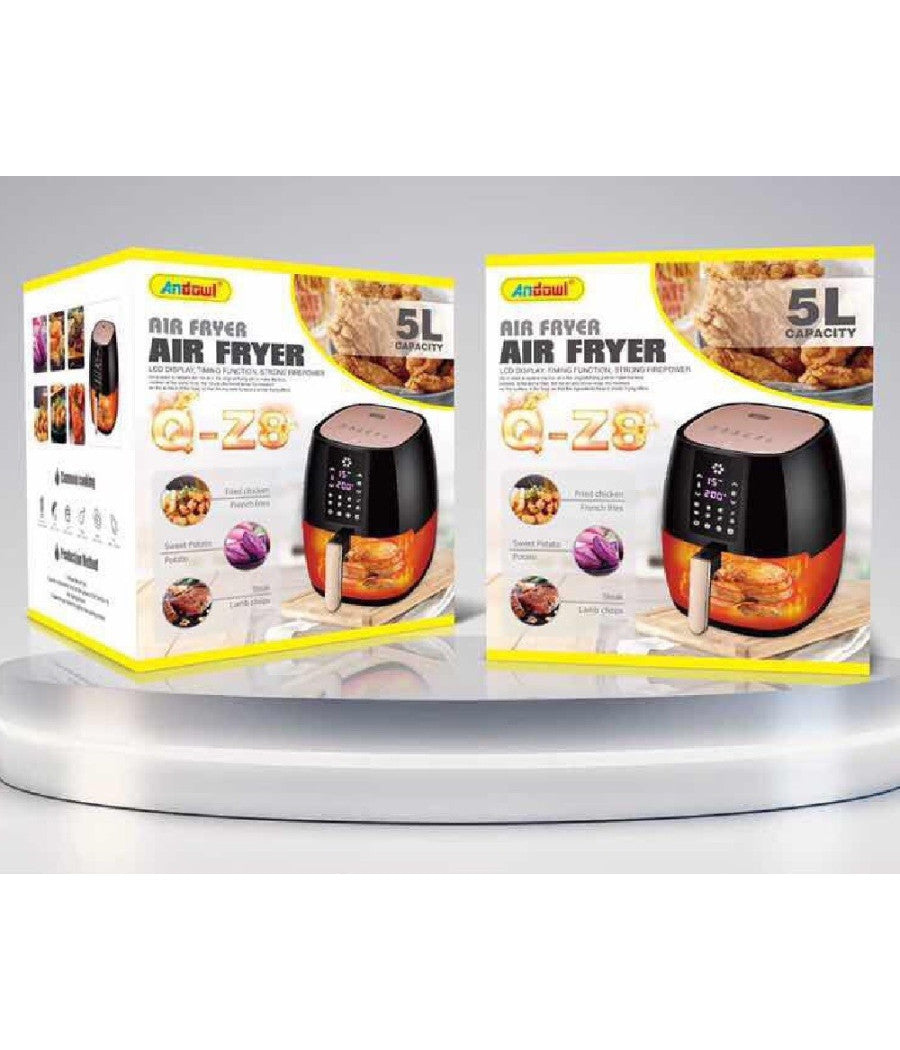 Friggitrice Ad Aria 1400w 5lt Display Lcd Funzione Temporizzazione Potente Q-z8         