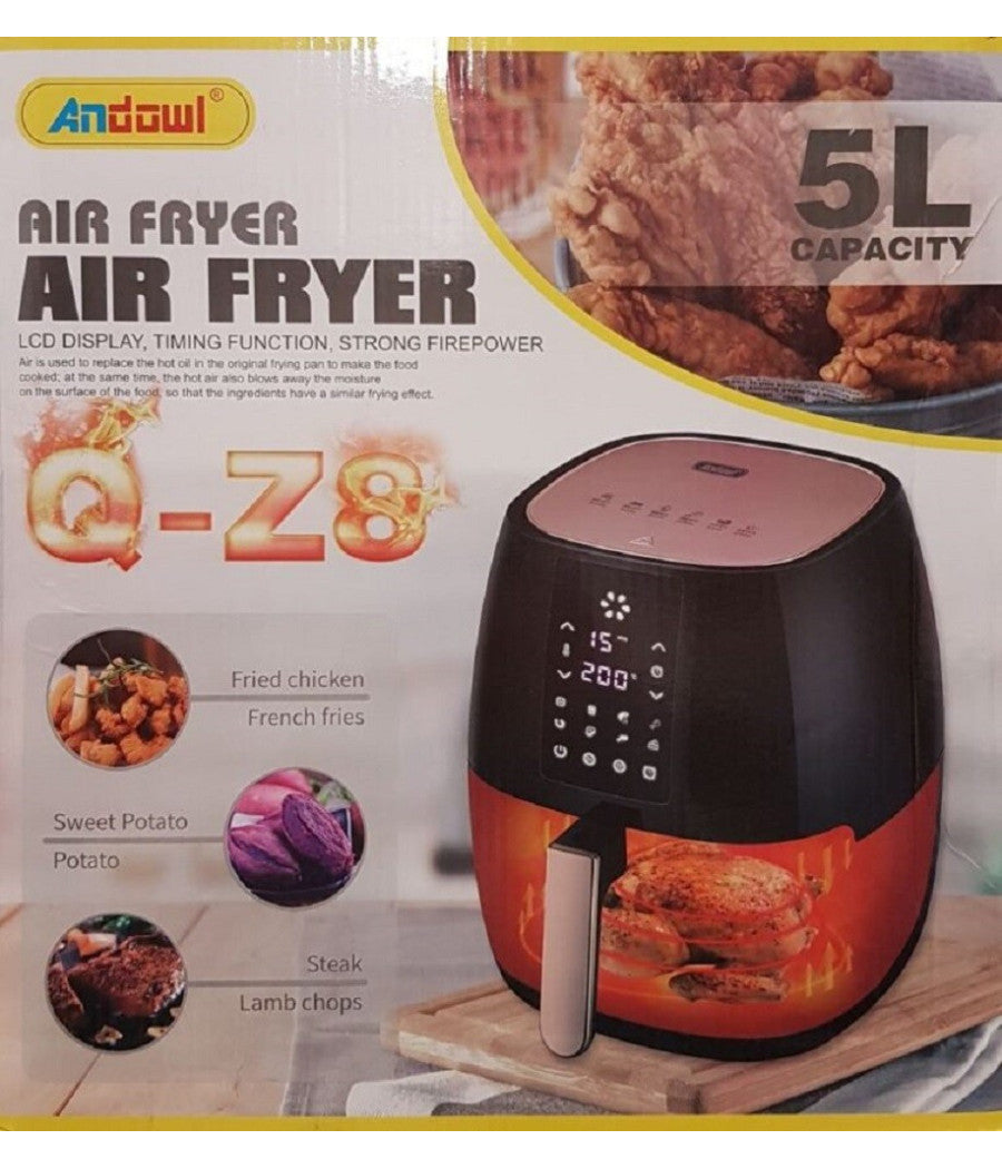 Friggitrice Ad Aria 1400w 5lt Display Lcd Funzione Temporizzazione Potente Q-z8         