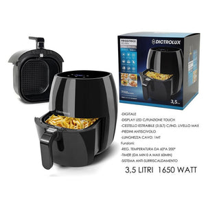 Trade Shop - Friggitrice Ad Aria 3,5 Lt 1650 Watt Display Led Da 60 A 200 Gradi Display A Led         