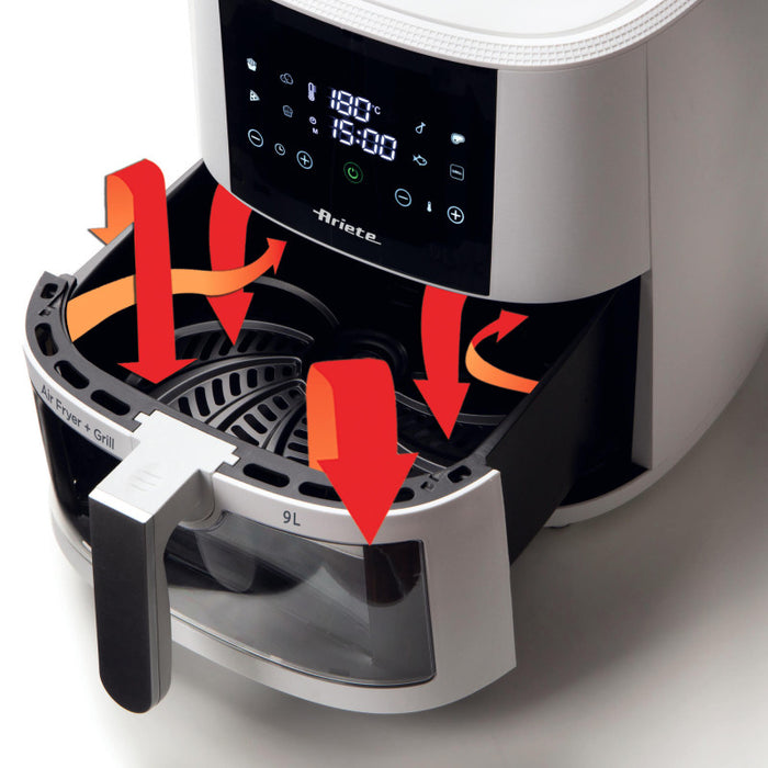 Friggitrice ad aria 9L 1500W - 8 programmi - Cestello trasparente - Bianco