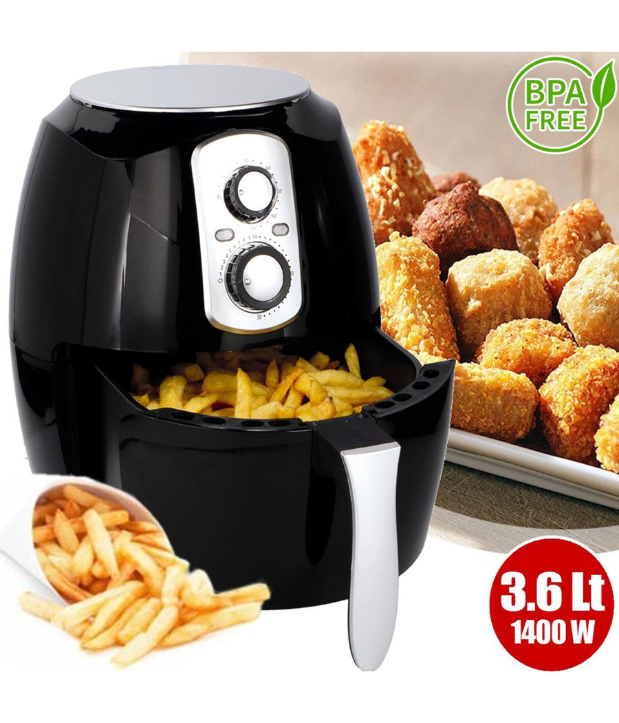 Friggitrice Ad Aria Calda Senza Olio Airfryer 3.6 Lt Frigge Cuoce Arrosto 1400w         