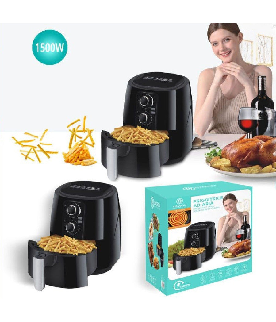Friggitrice Ad Aria Calda Senza Olio Capacità  5,5 Litri 1500 Watt Cucina Tx-8439         