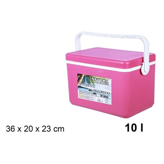 Trade Shop - Frigo Borsa Termica Frigorifero Portatile Con Coperchio Piatto Da 10 Lt Con Maniglia - Rosa