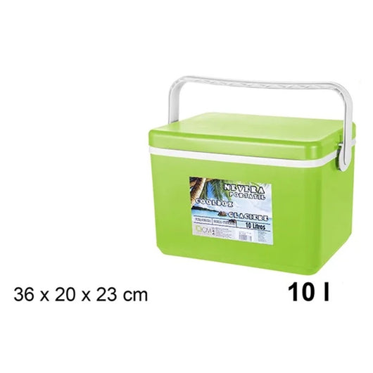 Trade Shop - Frigo Borsa Termica Frigorifero Portatile Con Coperchio Piatto Da 10 Lt Con Maniglia - Verde Chiaro