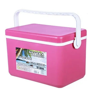 Trade Shop - Frigo Borsa Termica Frigorifero Portatile Con Coperchio Piatto Da 10 Lt Con Maniglia - Rosa