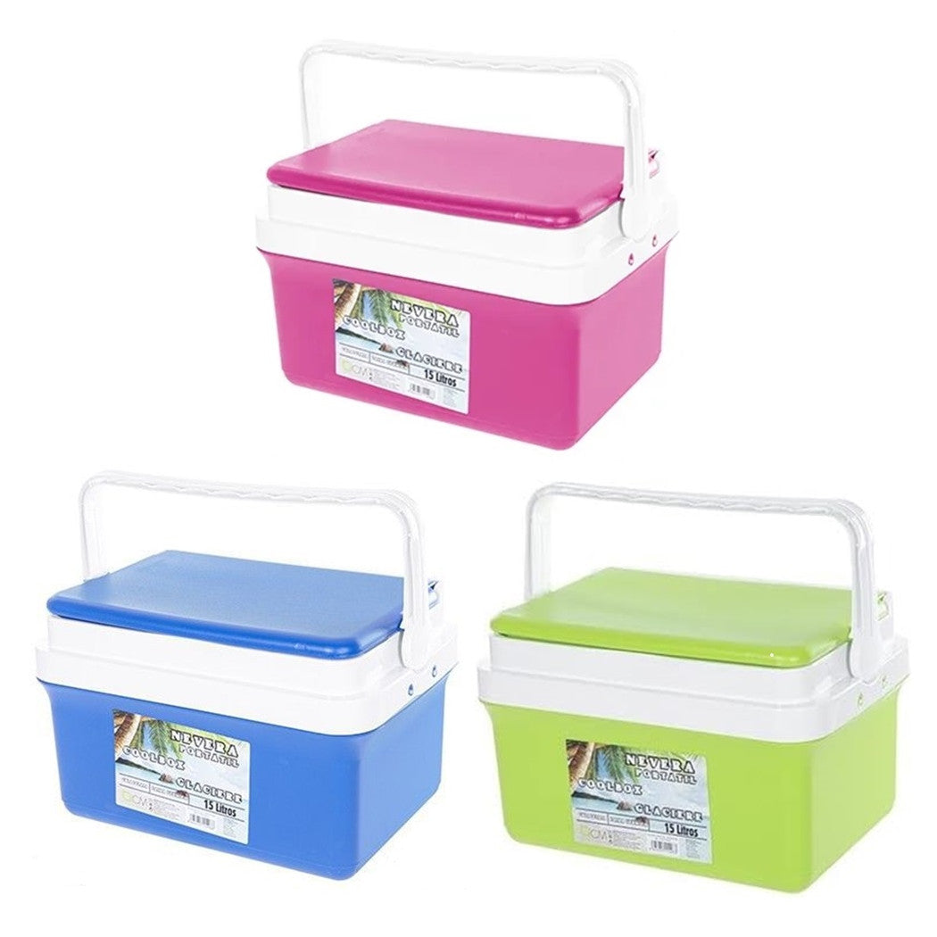 Trade Shop - Frigo Borsa Termica Frigorifero Portatile Con Coperchio Piatto Da 15 Lt Con Maniglia -