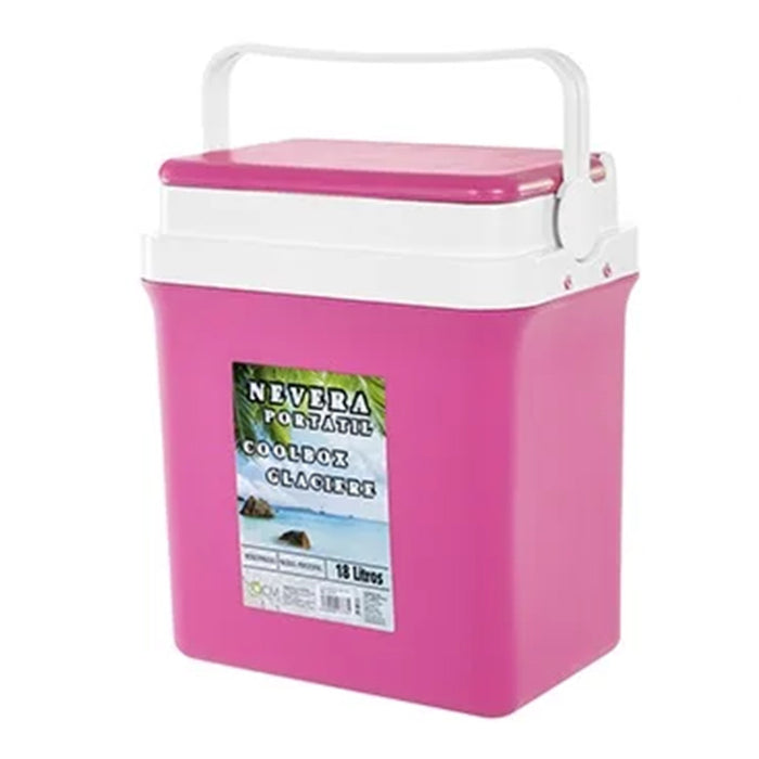 Trade Shop - Frigo Borsa Termica Rosa Portatile Con Coperchio Piatto Da 18 Lt Con Maniglia 017080 -