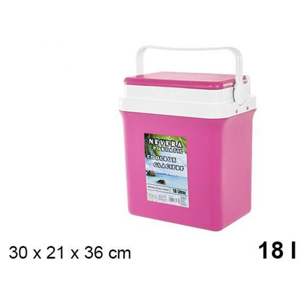 Trade Shop - Frigo Borsa Termica Rosa Portatile Con Coperchio Piatto Da 18 Lt Con Maniglia 017080 -