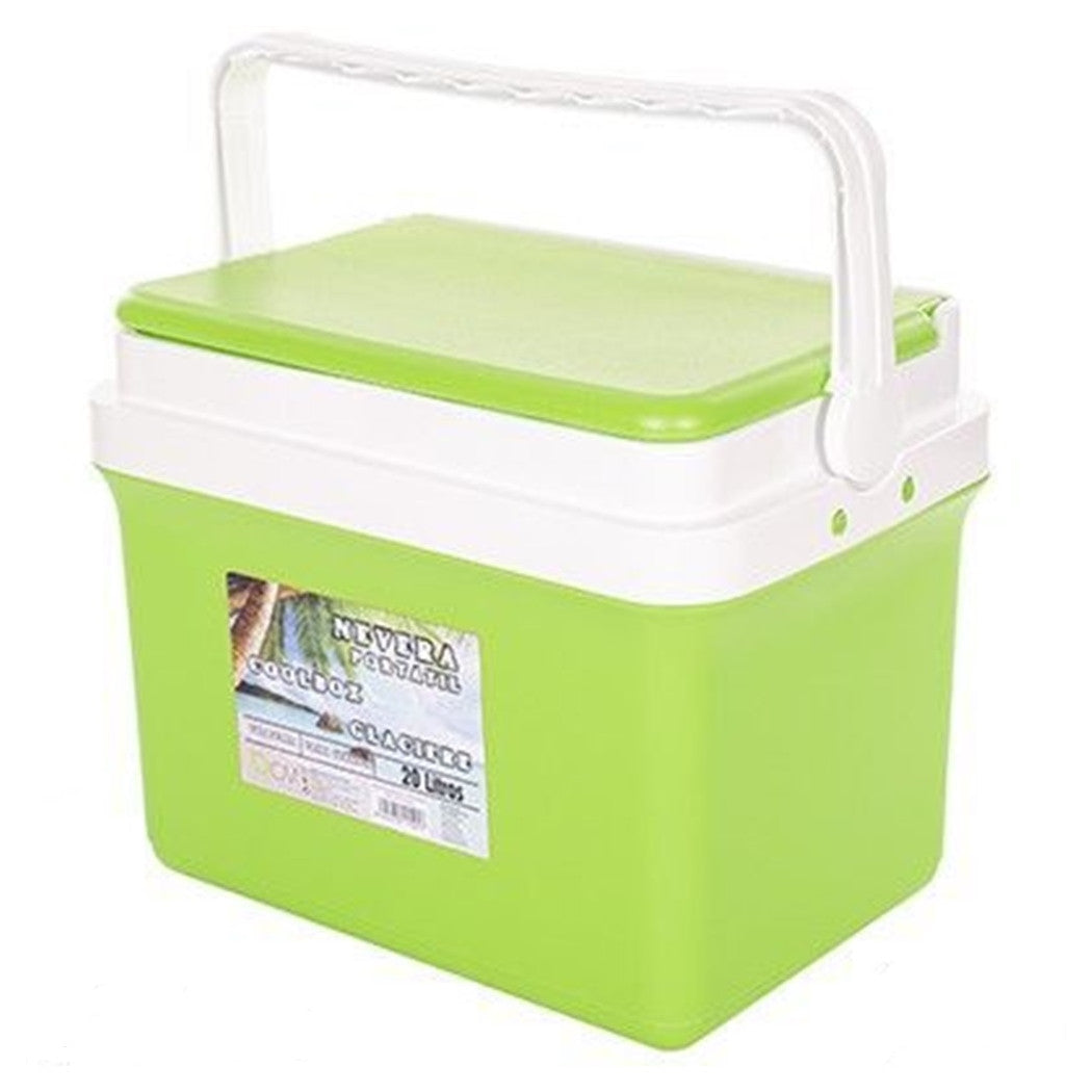 Trade Shop - Frigo Borsa Termica Verde Portatile Con Coperchio Piatto Da 20 Lt Con Maniglia 017089 -