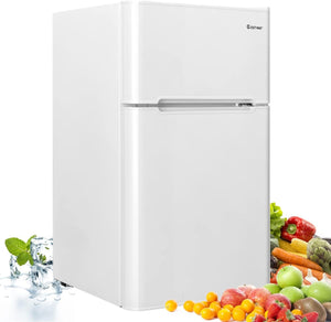 Frigorifero compatto 90 L con luce LED e refrigerazione rapida, Freezer silenzioso separato con 2 ante Bianco-Frigoriferi