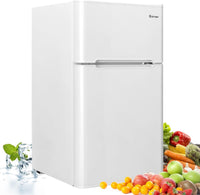 Frigorifero compatto 90 L con luce LED e refrigerazione rapida, Freezer silenzioso separato con 2 ante Bianco-Frigoriferi