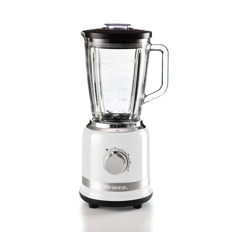 Frullatore Moderna 1000W, tazza vetro 1,5L - 4 velocità, 4 lame - Bianco