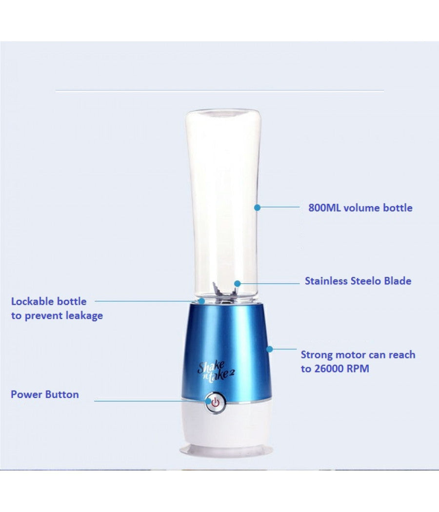 Frullatore Shake N Take 2 Frappe Frutta Milkshake Gelato Fitness Palestra         