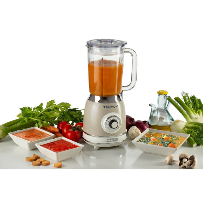 Frullatore Vintage - 1,5L Tazza in Vetro - 4 Lame Acciaio Inox - 1000W - Beige