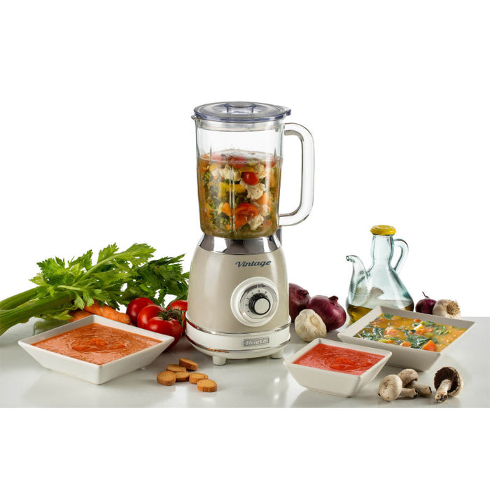 Frullatore Vintage - 1,5L Tazza in Vetro - 4 Lame Acciaio Inox - 1000W - Beige