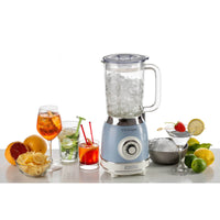Frullatore Vintage - 1,5L Tazza in Vetro - 4 Lame Acciaio Inox - 1000W - Celeste
