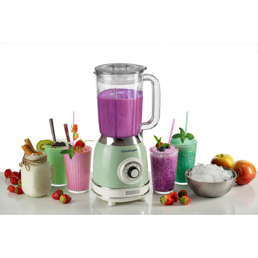 Frullatore Vintage - 1,5L Tazza in Vetro - 4 Lame Acciaio Inox - 1000W - Verde