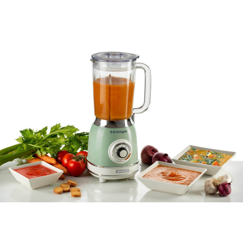 Frullatore Vintage - 1,5L Tazza in Vetro - 4 Lame Acciaio Inox - 1000W - Verde