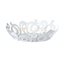 fruttiera ovale nastri Bianco in Ferro 43x25Px9Hcm