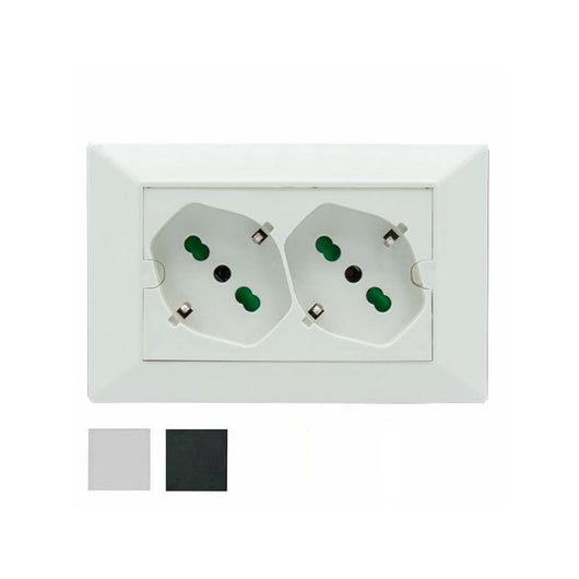 Frutto Doppia Presa Sk 10/16a Nero Opera 42101 Fme