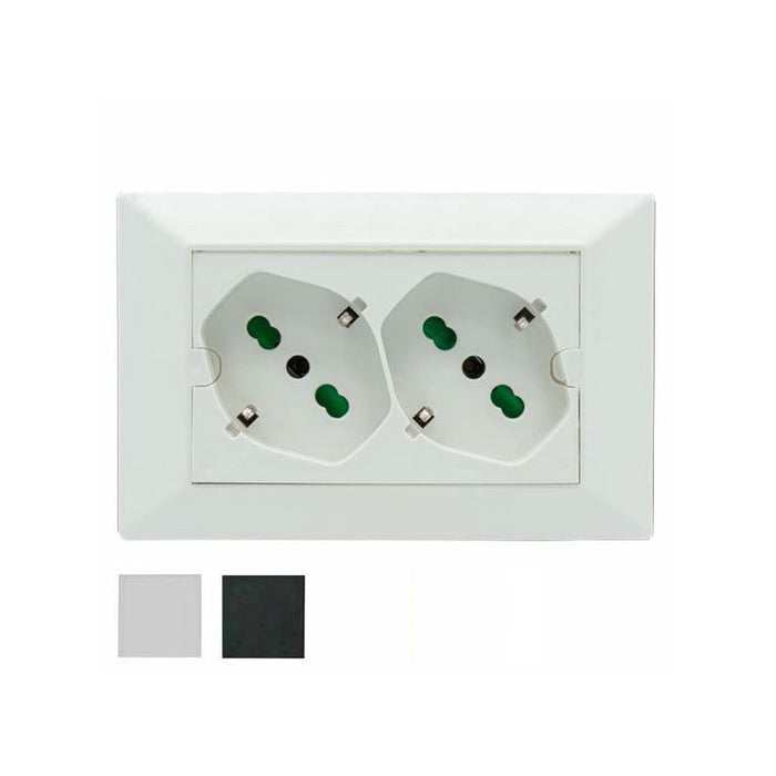 Frutto Doppia Presa Sk 10/16a Nero Opera 42101 Fme