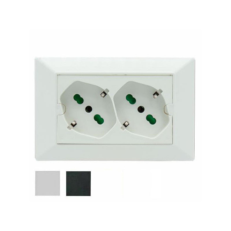 Frutto Doppia Presa Sk 10/16a Nero Opera 42101 Fme