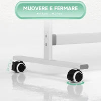 Lavagna Magnetica Bianca a 2 Facce con Accessori e 4 Ruote, in Alluminio e Acciaio, 127x50x165 cm