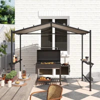 Gazebo da Barbecue, Resistente alle Intemperie, con Tasche Laterali, 277 x 149 x 230 cm, Khaki