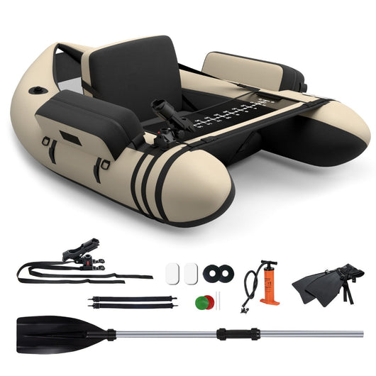 Barca da pesca gonfiabile 135 x 109 x 54 cm design ergonomico con pratico vano portaoggetti PVC beige 20_0010644