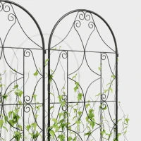 Support per Piante Rampicanti con Motivo, Set di 2 Tralicci da Giardino per Viti, Fiori, Verdure, in Metallo, 50 x 180 cm, Nero