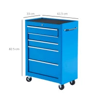 Carrello Porta Utensili Attrezzi Attrezzatura con Cassettiera Azzurro 61.5 x 33 x 82.5cm