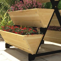 Fioriera da Esterno a 3 Livelli con 5 Strutture in Legno di Abete con Fori di Drenaggio, 75x78x77 cm