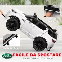 Macchina Elettrica per Bambini a Licenza Land Rover con Fari, Clacson e Cintura,106x65.5x51 cm, Bianco
