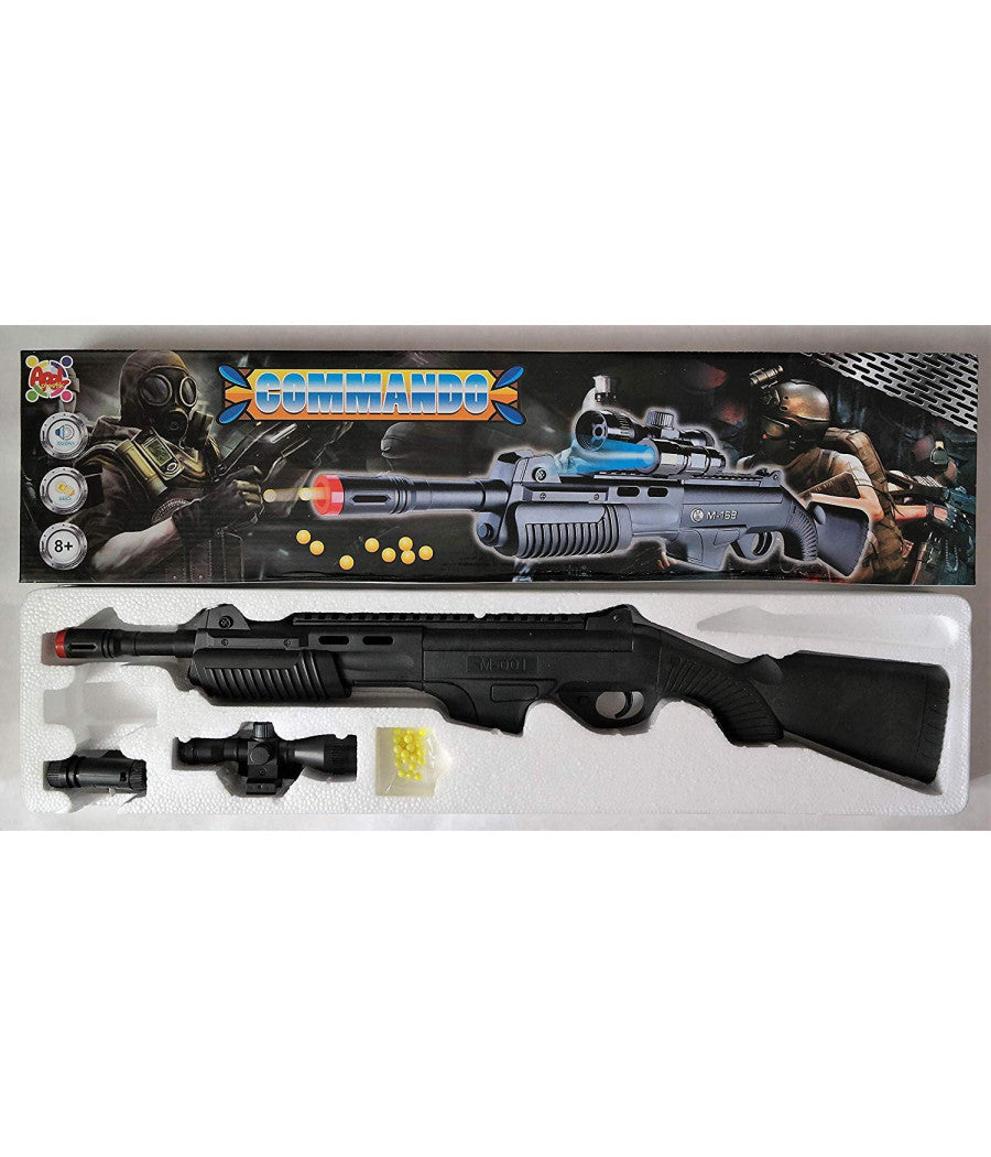 Fucile Pistola Giocattolo A Pallini Con Luce Torcia Puntatore Mitra Commando         